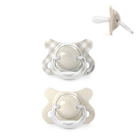 Suavinex, Pack of 2 Baby Pacifiers Newborn and Small, Special Size Mini -2/2 Months, Physiological Silicone Teat SX Pro Symmetrical and Flexible, Respects Oral Development, Wild&Free Beige_1