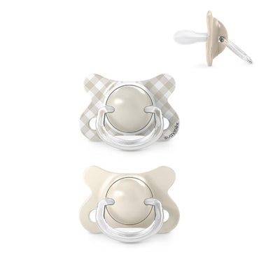 suavinex-pack-of-2-baby-pacifiers-newborn-and-small-special-size-mini-2-2-months-physiological-silicone-teat-sx-pro-symmetrical-and-flexible-respects-oral-development-wild-free-beige