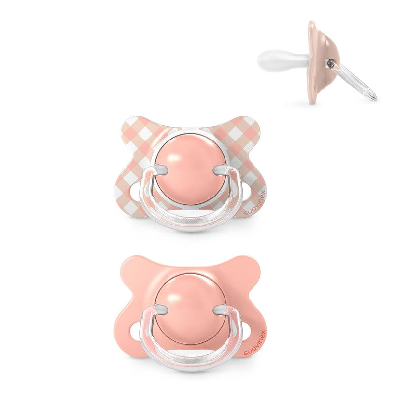 Suavinex, Pack of 2 Baby Pacifiers Newborn and Small, Special Size Mini -2/2 Months, SX Pro Symmetrical and Flexible Silicone Physiological Teat, Respects Oral Development, Wild&Free Pink