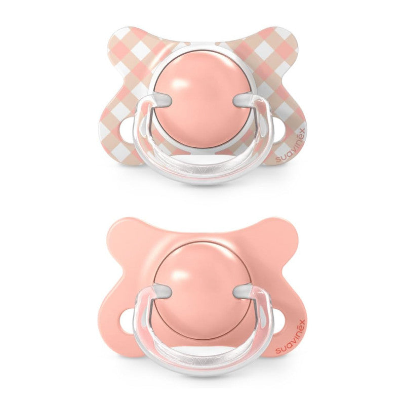 Suavinex, Pack of 2 Baby Pacifiers Newborn and Small, Special Size Mini -2/2 Months, SX Pro Symmetrical and Flexible Silicone Physiological Teat, Respects Oral Development, Wild&Free Pink