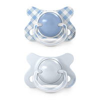 Suavinex, Pack of 2 Baby Pacifiers Newborn and Small, Special Size Mini -2/2 Months, SX Pro Symmetrical and Flexible Silicone Physiological Teat, Respects Oral Development, Wild&Free Blue_2