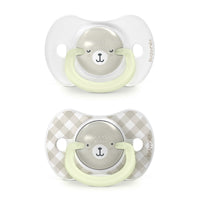 Suavinex, Pack of 2 Glow in the Dark Soothers, Babies 6/18 Months, Sleeping, with Fluorescent Ring and SX Pro Silicone Physiological Teat, Flat and Flexible, Grey_2