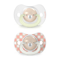 Suavinex, Pack of 2 Glow in the Dark Soothers, Babies 6/18 Months, Sleeping, with Fluorescent Ring and SX Pro Silicone Physiological Teat, Flat and Flexible, Pink_2