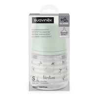 Suavinex, Anticolic Baby Bottle 150ml with SX Pro Silicone Physiological Teat, Slow Flow (S) for Breast and Artificial Milk or Water, Babies +0 Months and Newborns, Green Birdies_8
