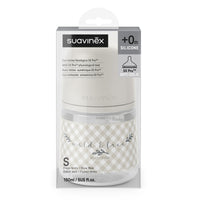 Suavinex, 150ml Bottle with Physiological SX Pro Silicone Teat with Anti-Colic Valve, Slow Flow (S) for Breast and Artificial Milk or Water, Babies +0 Months and Newborns, Wild&Free Beige_4