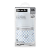 Suavinex, 150ml Bottle with Physiological SX Pro Silicone Teat with Anti-Colic Valve, Slow Flow (S) for Breast and Artificial Milk or Water, Babies +0 Months and Newborns, Wild&Free Blue_4