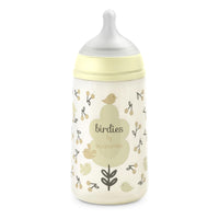 Suavinex, Anti-colic Bottle 270 ml with Physiological SX Pro Silicone Teat, Medium Flow (M), for Medium Density Liquids, Milk, Juice or Water, Babies +3 Months, Birdies, Beige_1