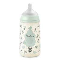 Suavinex, Anti-colic Bottle 270 ml with Physiological SX Pro Silicone Teat, Medium Flow (M), for Medium Density Liquids, Milk, Juice or Water, Babies +3 Months, Birdies, Green_1