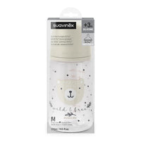 Suavinex, 270 ml Bottle with Physiological SX Pro Silicone Teat with Anti-colic Valve, Medium Flow (M), for Liquids, Milk, Juice or Water, Babies +3 Months. Wild&Free Beige_5