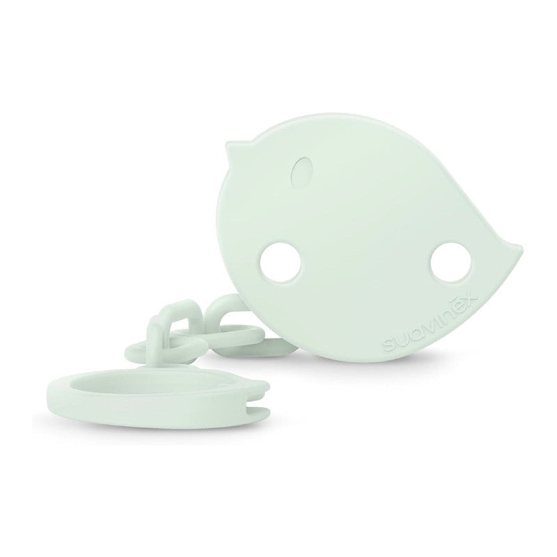 Suavinex, Pacifier Holder, Baby Pacifier Chain, Clip with Clamp, Bird-Shaped Plate. For Babies +0 Months, Suitable for Newborns, Birdies Verde