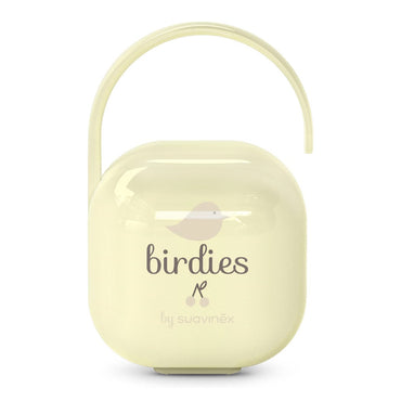 suavinex-baby-pacifier-holder-for-carrying-2-pacifiers-box-durable-and-easy-to-clean-case-with-flexible-handle-for-hanging-from-bag-trolley-or-cot-secure-closure-0-months-birdies-beige