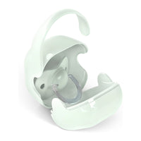 Suavinex, Baby Pacifier Holder, for Carrying 2 Pacifiers, Box – Durable and Easy to Clean Case, with Flexible Handle for Hanging from Bag, Trolley or Cot, Secure Closure, +0 Months, Birdies Green_3
