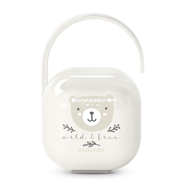 suavinex-baby-pacifier-holder-for-carrying-2-pacifiers-box-durable-and-easy-to-clean-case-with-flexible-handle-for-hanging-from-bag-trolley-or-cot-secure-closure-0-months-wild-free-beige