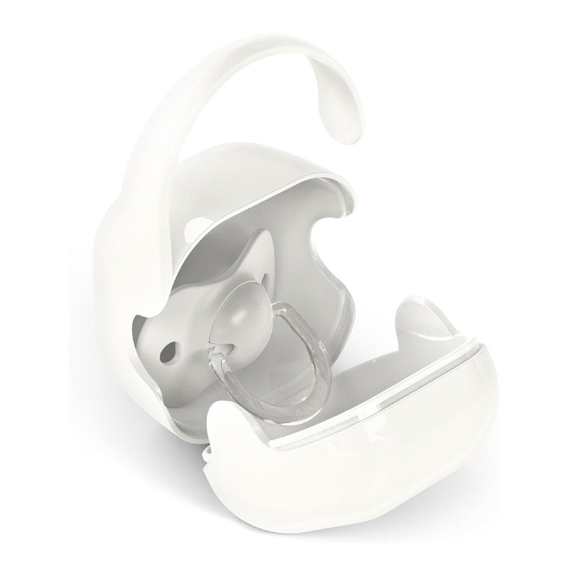 Suavinex, Baby Pacifier Holder, for Carrying 2 Pacifiers, Box – Durable and Easy to Clean Case, with Flexible Handle for Hanging from Bag, Trolley or Cot, Secure Closure, +0 Months, Wild&Free Beige