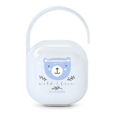 suavinex-baby-pacifier-holder-for-carrying-2-pacifiers-box-durable-and-easy-to-clean-case-with-flexible-handle-for-hanging-from-bag-trolley-or-cot-secure-closure-0-months-wild-free-blue