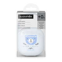 Suavinex, Baby Pacifier Holder, for Carrying 2 Pacifiers, Box – Durable and Easy to Clean Case, with Flexible Handle for Hanging from Bag, Trolley or Cot, Secure Closure, +0 Months, Wild&Free Blue_3