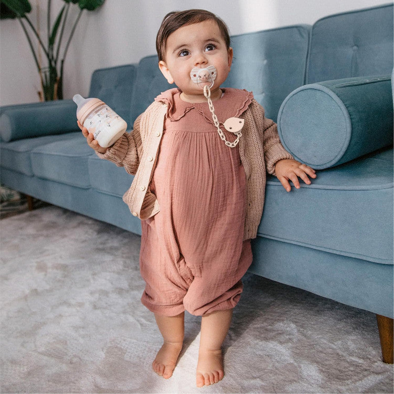 Suavinex, Newborn Baby Bottle Set, Gift Pack with: 2 x 270 ml Medium Flow + 2 x 150 ml Slow Flow + Pacifier 0 to 6 Months, Physiological SX Pro Silicone Teats, 5 Pcs, +0M, Birdies Pink