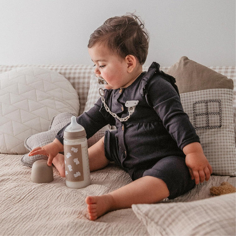 Suavinex, Newborn Baby Bottle Set, Gift Pack with: 2 x 270 ml Medium Flow + 2 x 150 ml Slow Flow + Pacifier 0 to 6 Months, Physiological SX Pro Silicone Teats, 5 Pcs, +0M, Wild&Free Beige