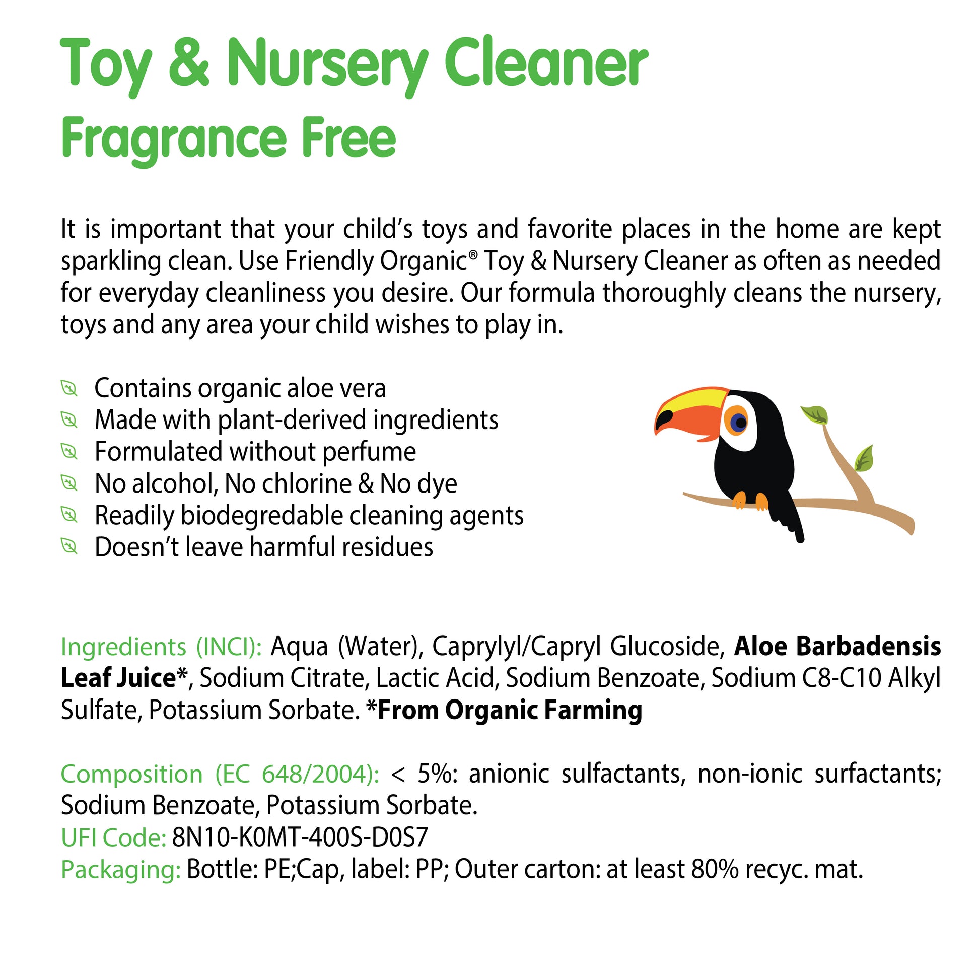 Friendly Organic Fragrance Free Toy & Nursery Cleaner, Clear