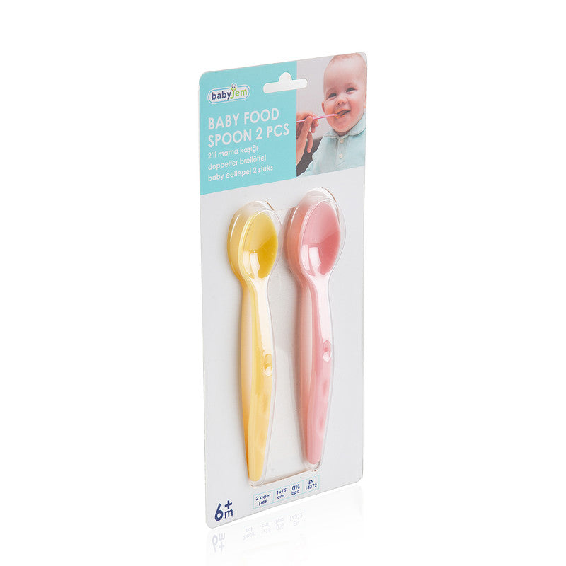 BABYJEM BABY FOOD SPOON 2 PCS/PINK-YELLOW