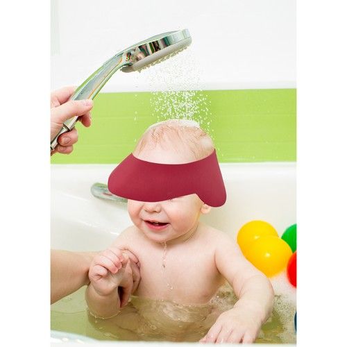 بيبي جيم - قبعة استحمام للأطفال باللون الأحمر