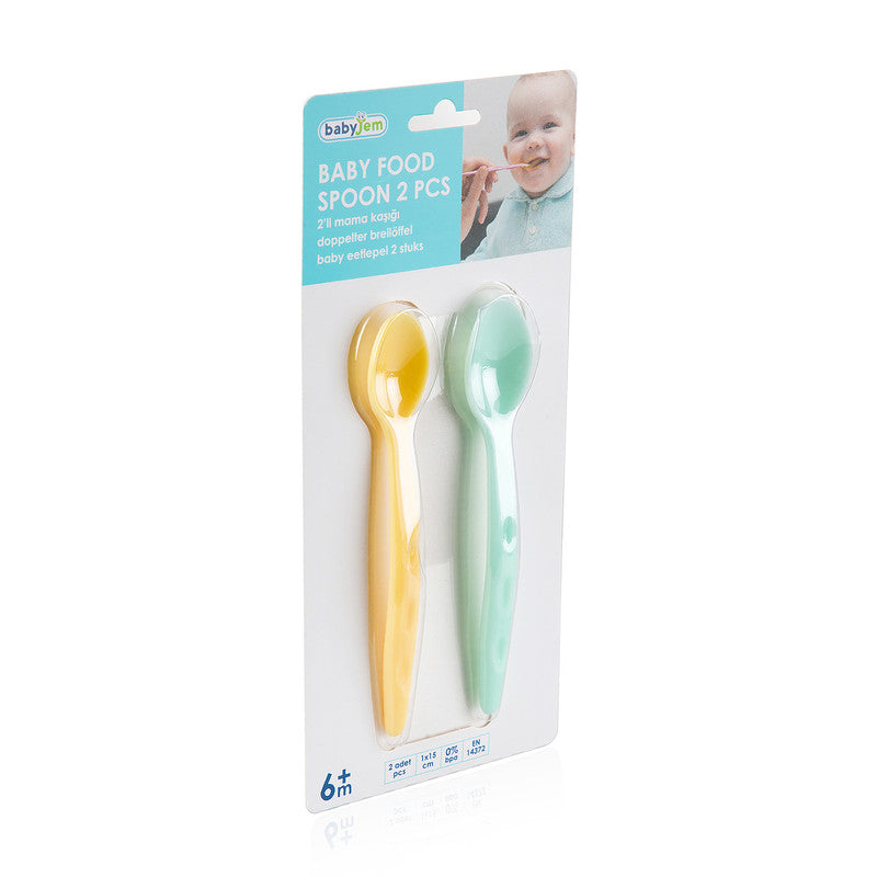 BABYJEM BABY FOOD SPOON 2 PCS/GREEN-YELLOW