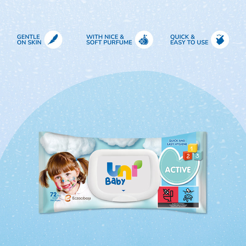 Uni Baby Active Wipes - 72 pcs