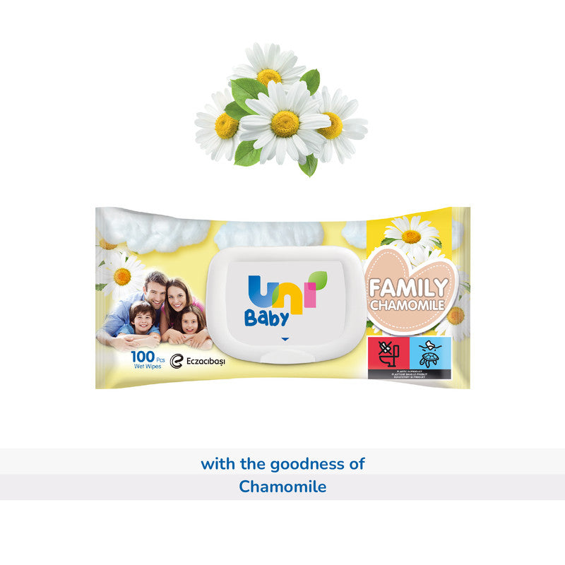 Uni Baby Family Wipes - Chamomile 100 pcs