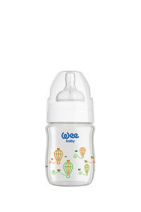 Weebaby - Heat Resistant Patterned Classical Plus Wide Neck Glass Fedding Bottle 280 ml (0-6 Months)
