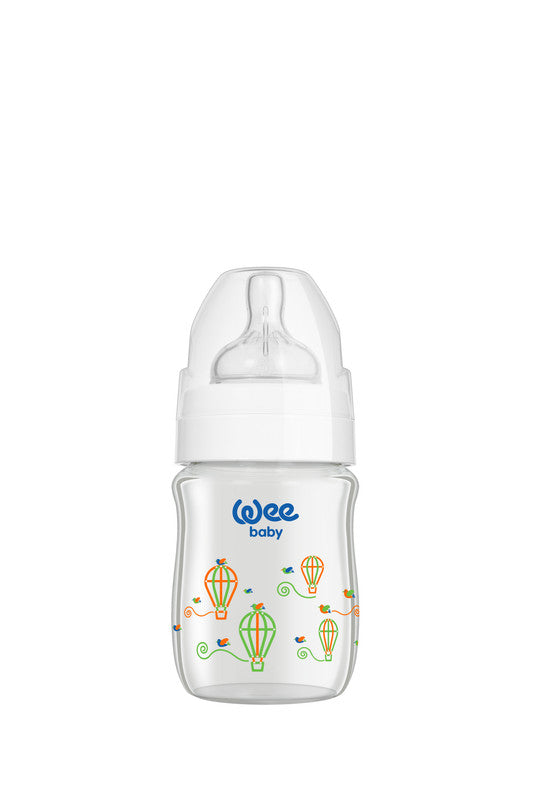Weebaby - Heat Resistant Patterned Classical Plus Wide Neck Glass Fedding Bottle 180 ml (0-6 Months)