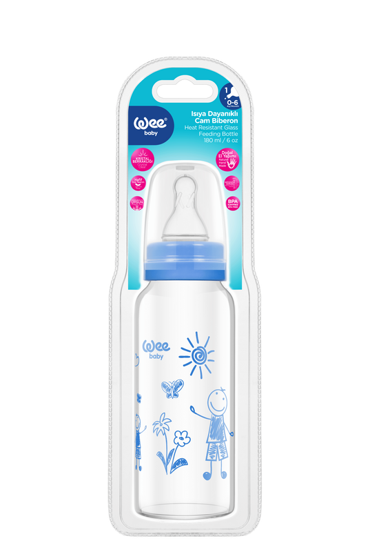 Weebaby - Heat Resistant Glass Feeding Bottle 180ml (0-6 Months)