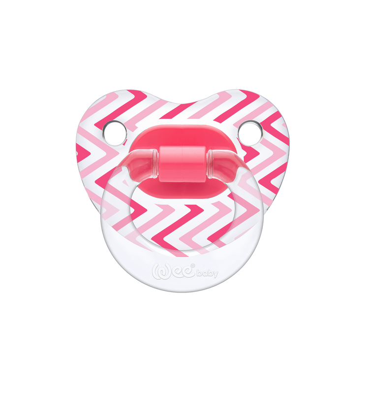 Wee Baby -Transparent Patterned Orthodontical Soother 6-18 Months Pack of 4, Assorted Colors