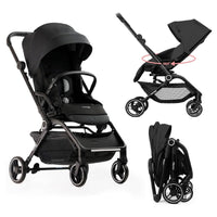 Hamilton by Yoop T1 Buggy – 360° Rotating Seat – MagicFold™ Technology – Foldable – Reflective Wheels with Suspension – Includes Protective Bag and Cup Holder – Adjustable and Manoeuvrable Pushchair – Lightweight Stroller – Folding Buggy – Black_1