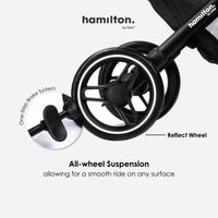 Hamilton by Yoop T1 Buggy – 360° Rotating Seat – MagicFold™ Technology – Foldable – Reflective Wheels with Suspension – Includes Protective Bag and Cup Holder – Adjustable and Manoeuvrable Pushchair – Lightweight Stroller – Folding Buggy – Grey_3