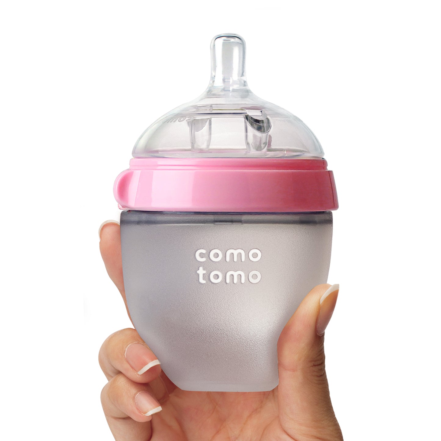 كوموتومو - زجاجة رضاعة ذات ملمس طبيعي (عبوة مزدوجة) - وردي وأبيض، 150 مل