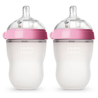 Comotomo - Natural Feel Baby Bottle (Double Pack) - Pink & White,250 ml_1
