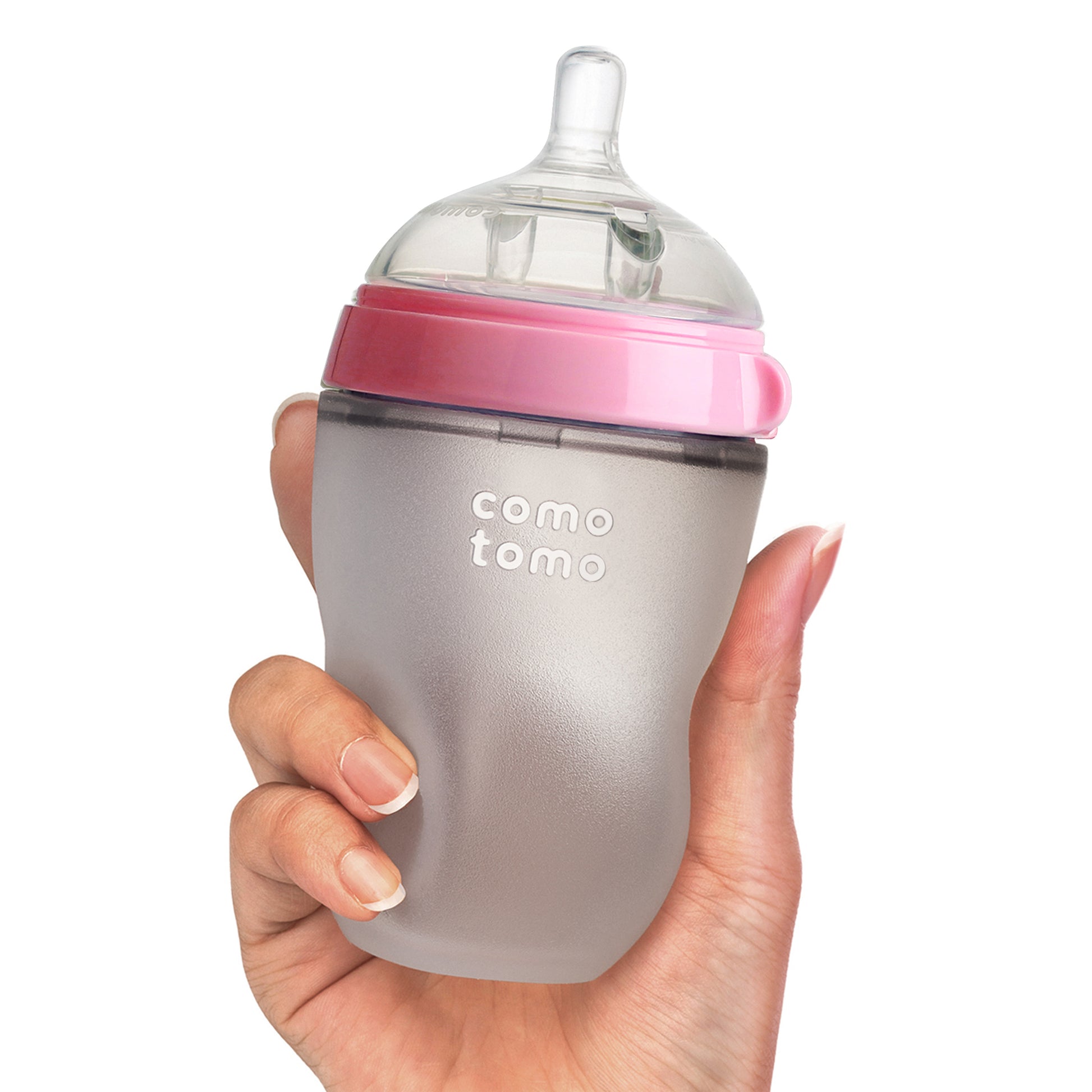 Comotomo - Natural Feel Baby Bottle (Double Pack) - Pink & White,250 ml