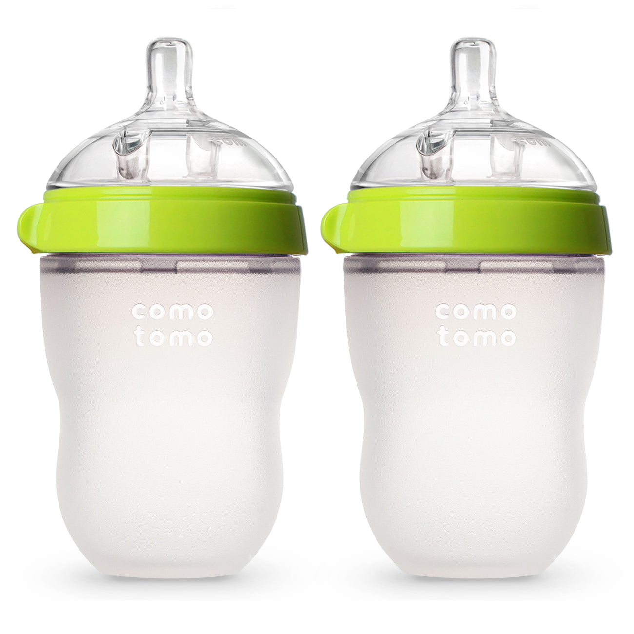 Comotomo - Natural Feel Baby Bottle (Double Pack) - Green & White,250 ml