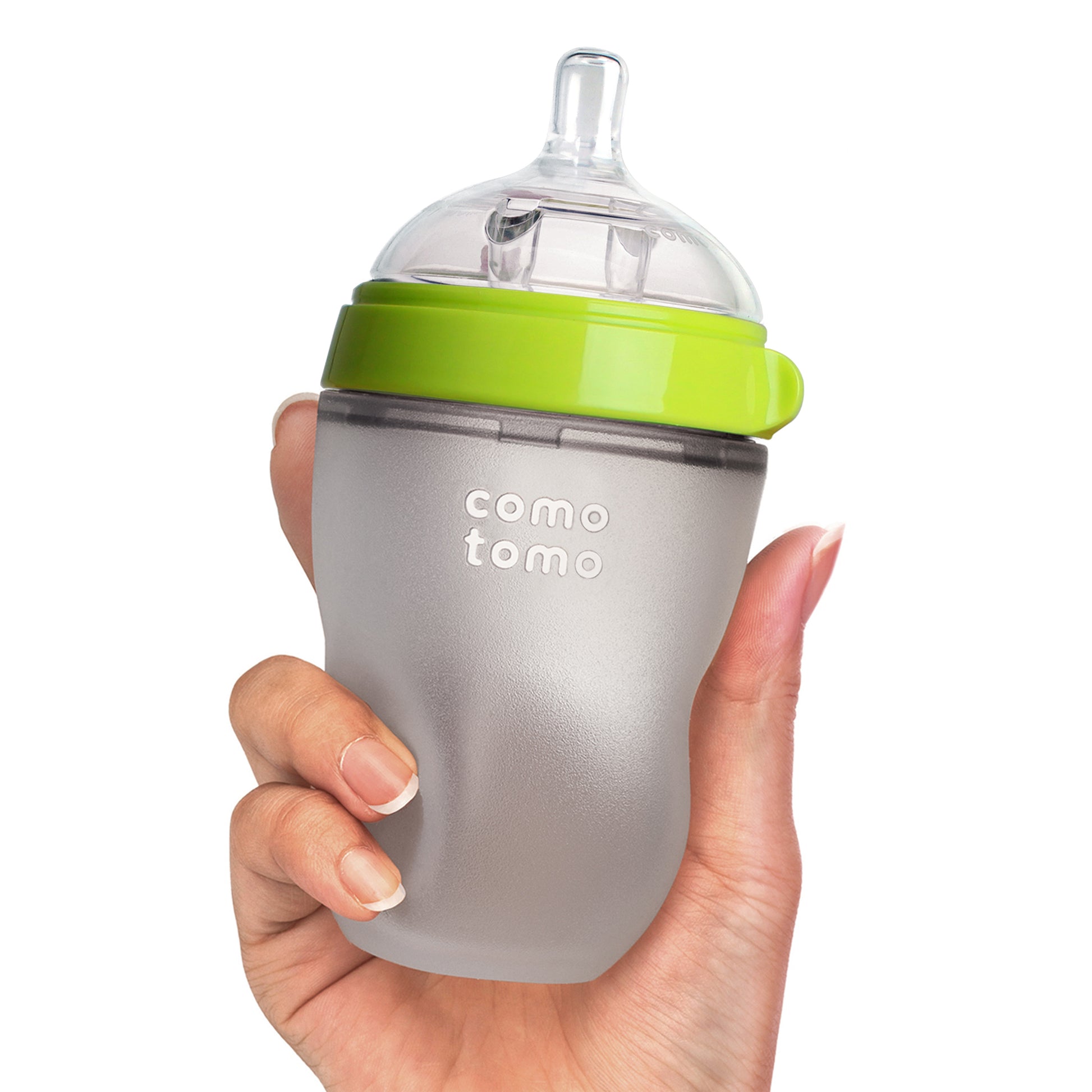 Comotomo - Natural Feel Baby Bottle (Single Pack) - Green & White,250 ml