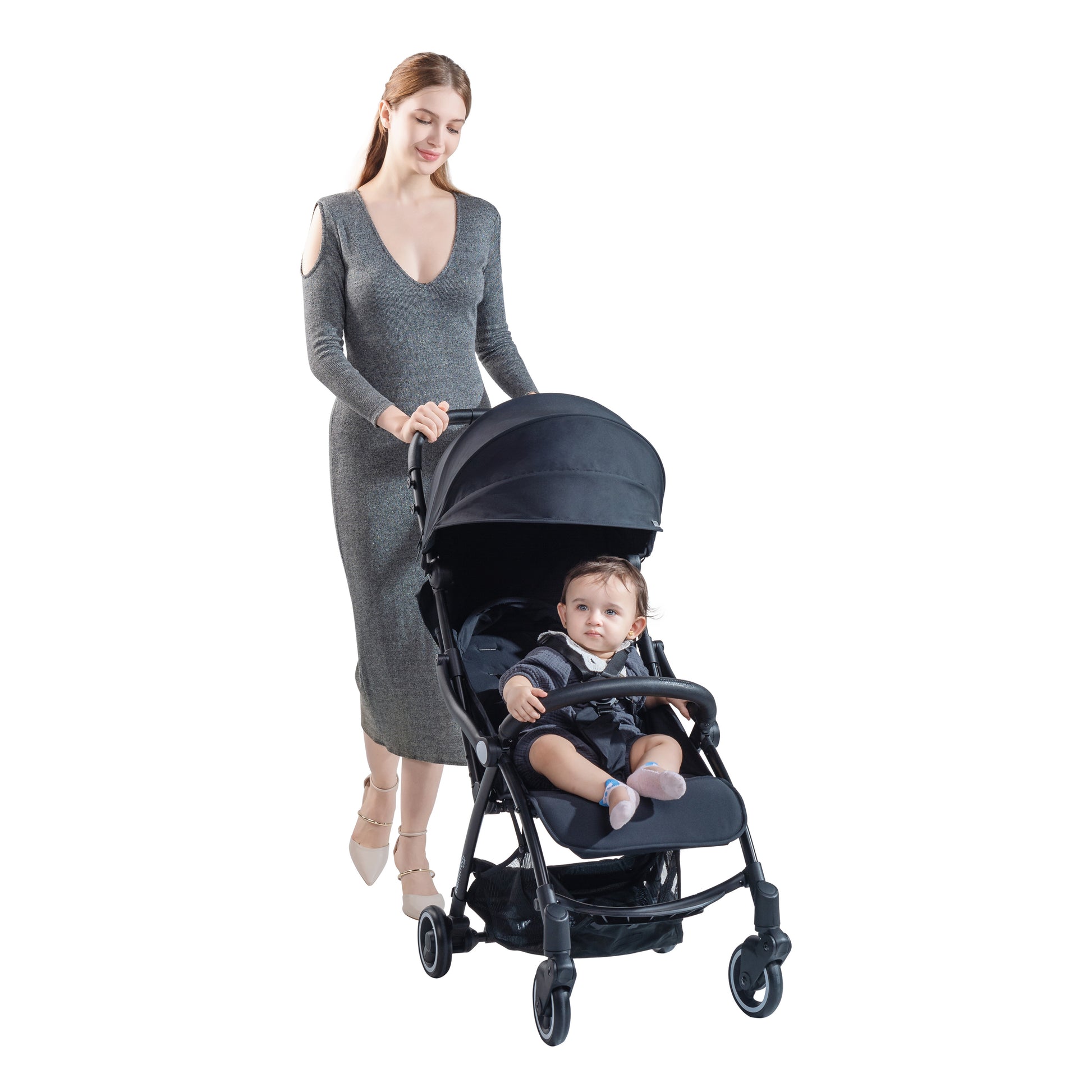 Hamilton by Yoop - Everyday Stroller - Quick Fold & Easy Store in Cabin Overhead Compartments - Autofold System - Black