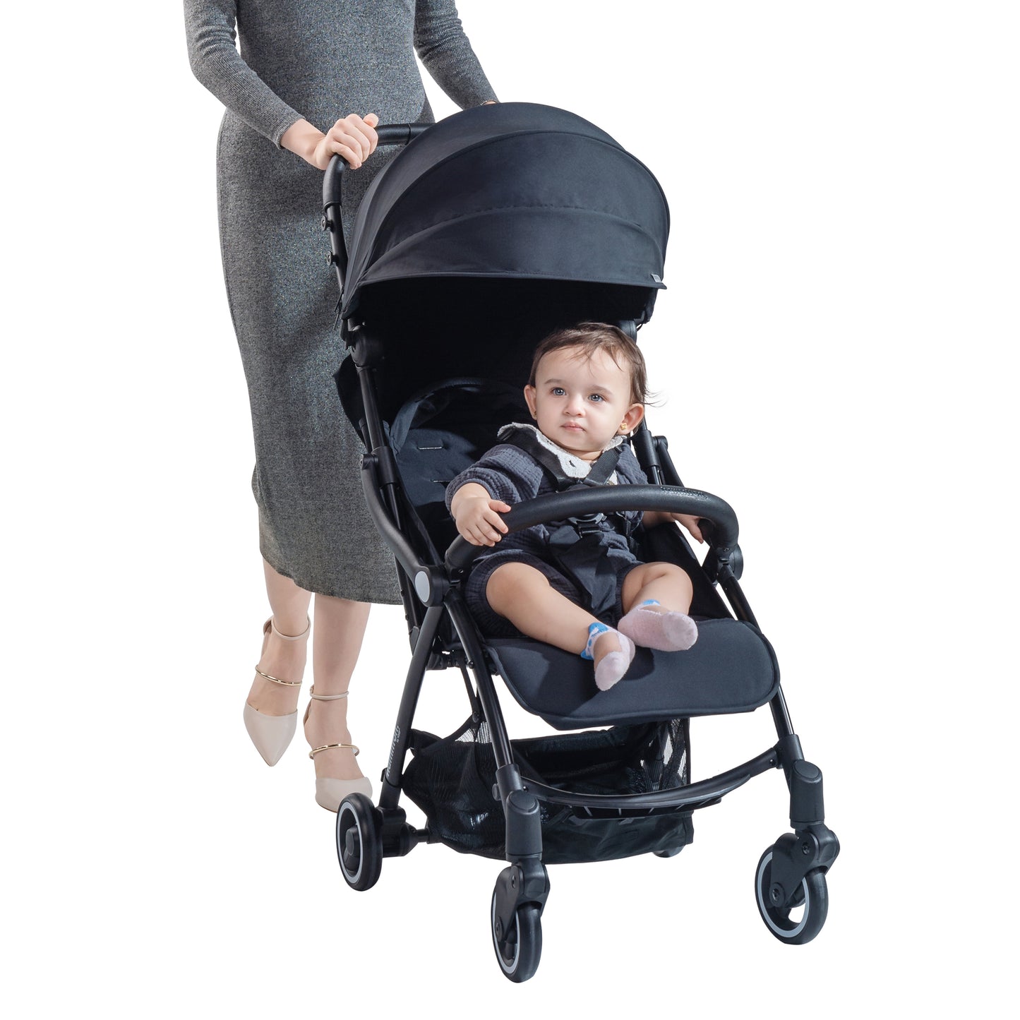 Hamilton by Yoop - Everyday Stroller - Quick Fold & Easy Store in Cabin Overhead Compartments - Autofold System - Black