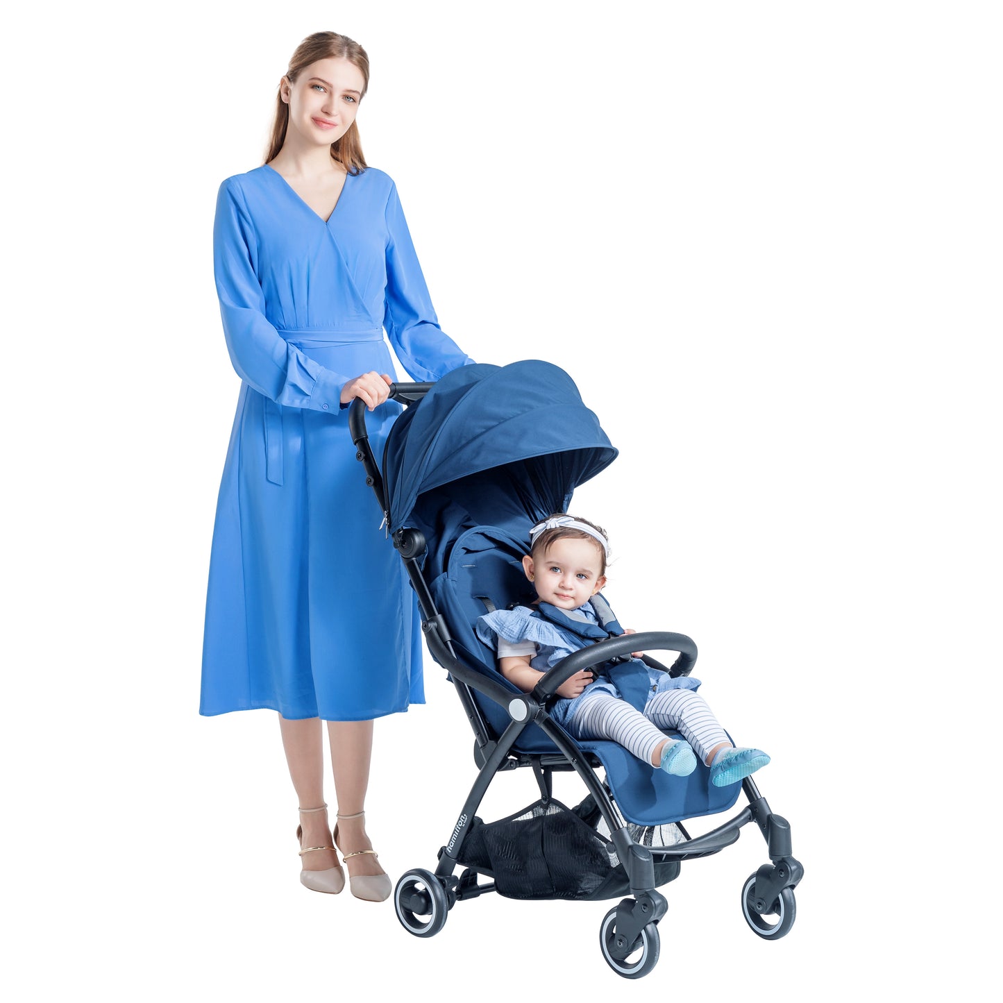 Hamilton by Yoop - Everyday Stroller - Quick Fold & Easy Store in Cabin Overhead Compartments - Autofold System - Navy