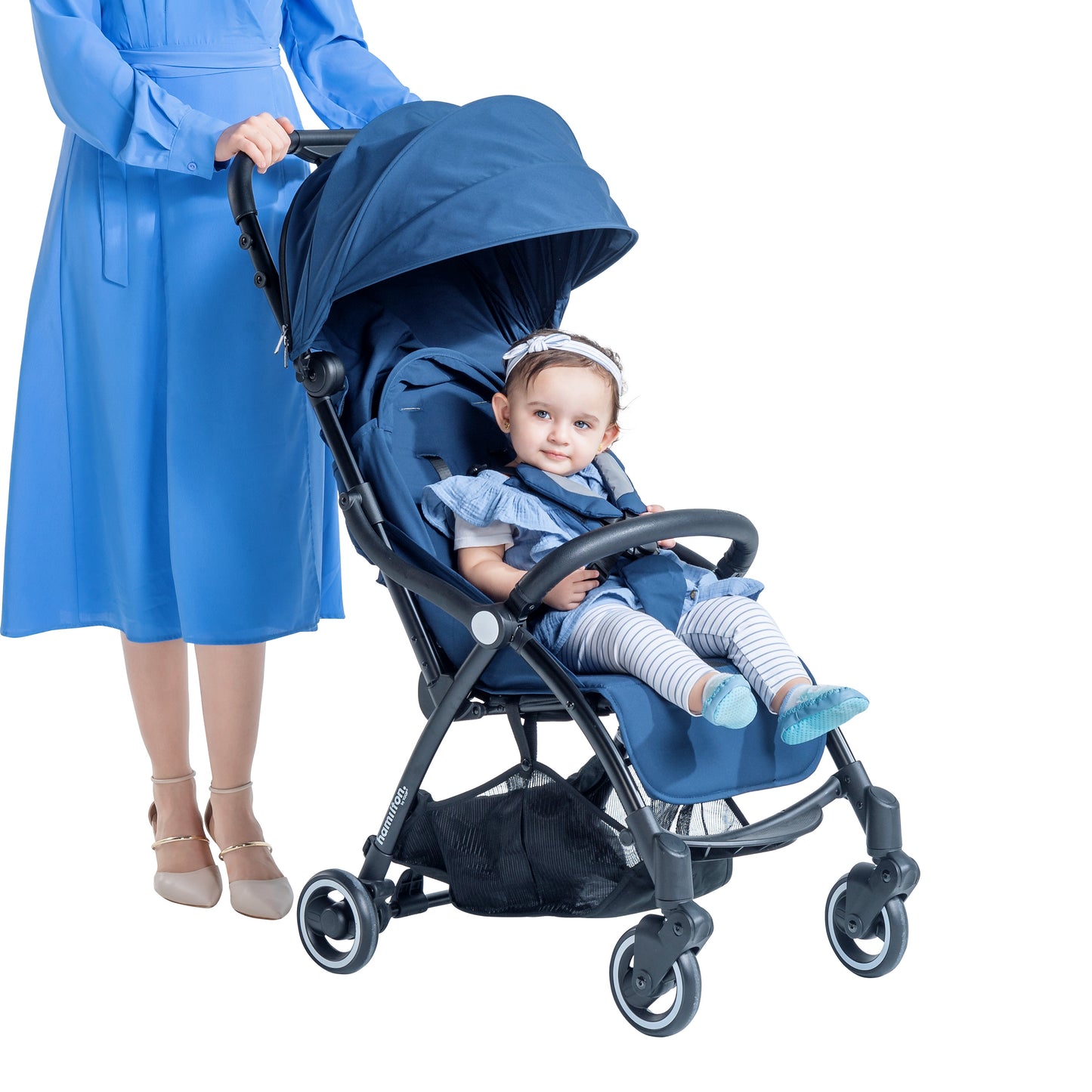 Hamilton by Yoop - Everyday Stroller - Quick Fold & Easy Store in Cabin Overhead Compartments - Autofold System - Navy