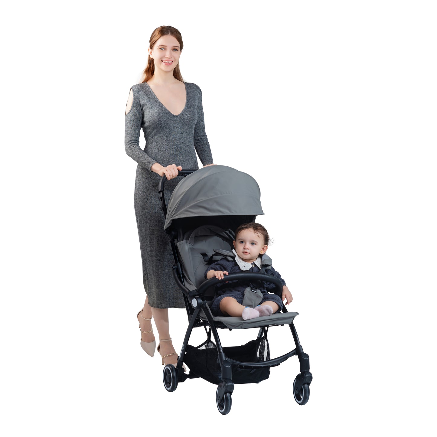 Hamilton by Yoop - Everyday Stroller - Quick Fold & Easy Store in Cabin Overhead Compartments - Autofold System - Grey