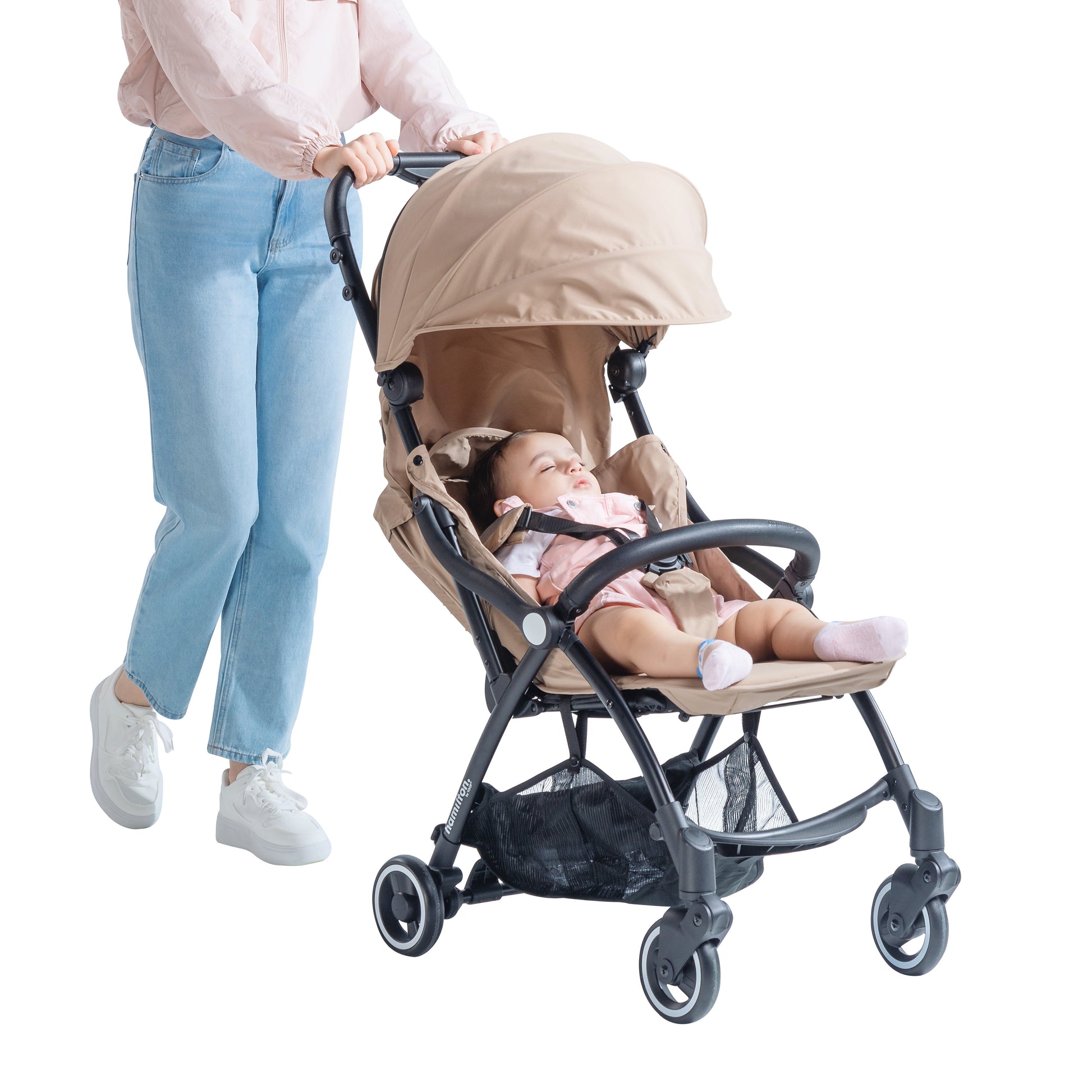 Hamilton by Yoop - Everyday Stroller - Quick Fold & Easy Store in Cabin Overhead Compartments - Autofold System - Kaki