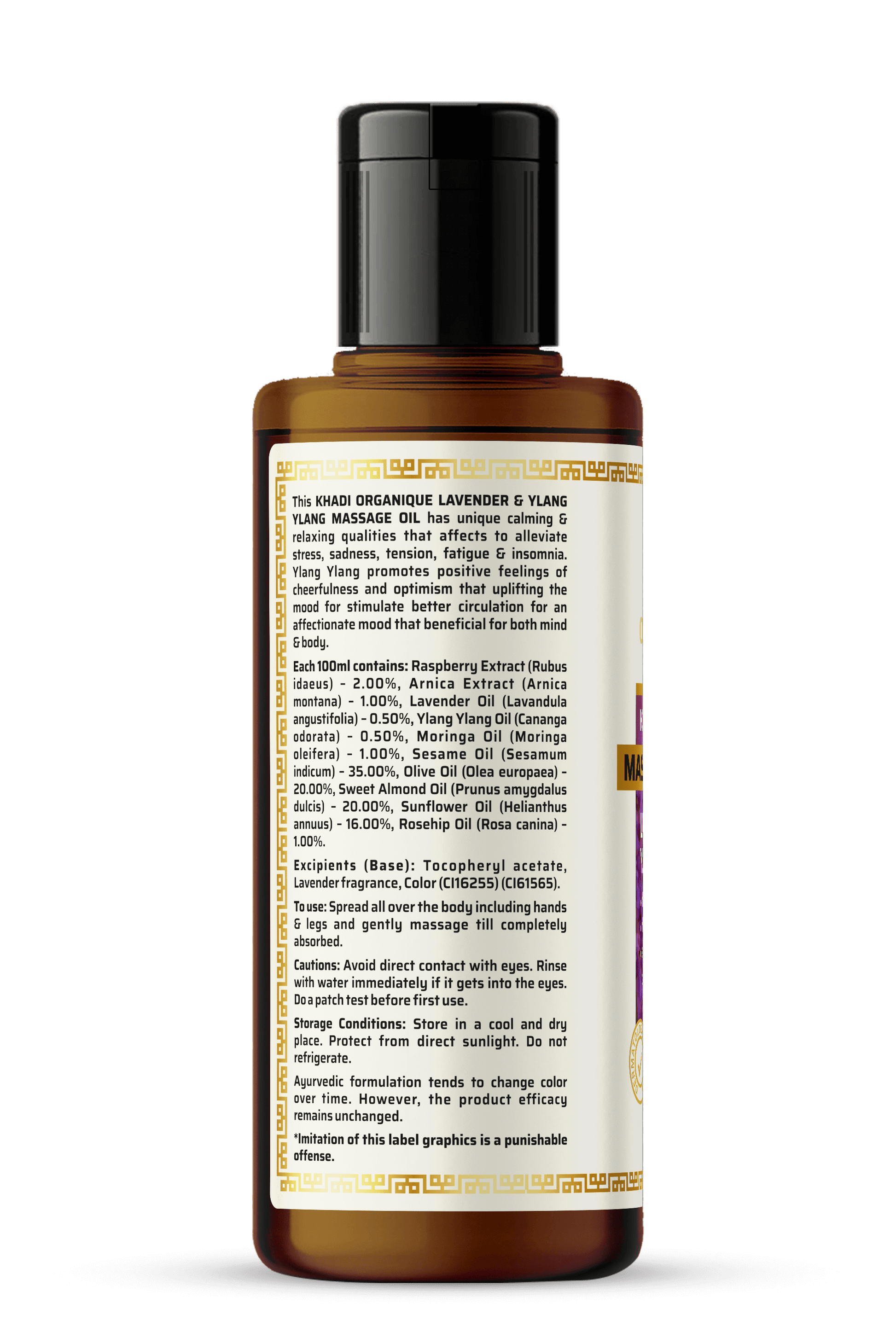 Khadi Organique Lavender & Ylang Ylang Massage Oil (Mineral Oil free) 210ml