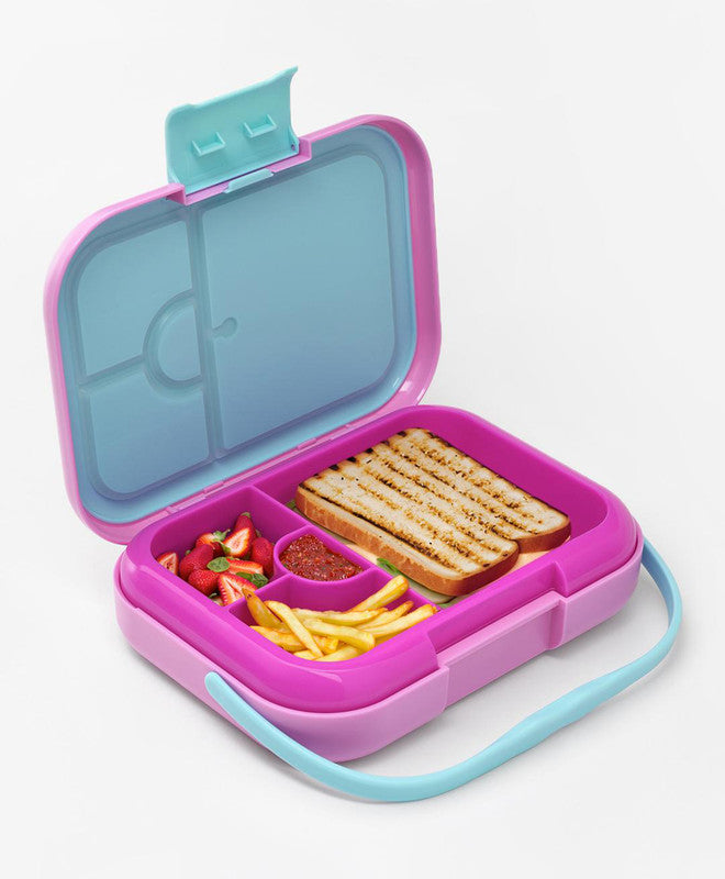 Bonfino ABS Bento Lunch Box, Microwave Safe, Dishwasher Safe, Removable Food Tray, BPA Free, Silicone Seal, Leak Resistant, Odour Free, 22x15.5x5cm, 765mL, 3 Years+ - Pink