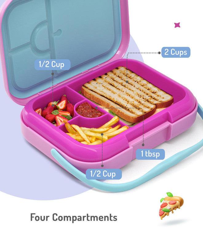 Bonfino ABS Bento Lunch Box, Microwave Safe, Dishwasher Safe, Removable Food Tray, BPA Free, Silicone Seal, Leak Resistant, Odour Free, 22x15.5x5cm, 765mL, 3 Years+ - Pink