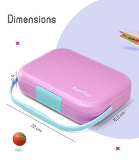Bonfino ABS Bento Lunch Box, Microwave Safe, Dishwasher Safe, Removable Food Tray, BPA Free, Silicone Seal, Leak Resistant, Odour Free, 22x15.5x5cm, 765mL, 3 Years+ - Pink_6