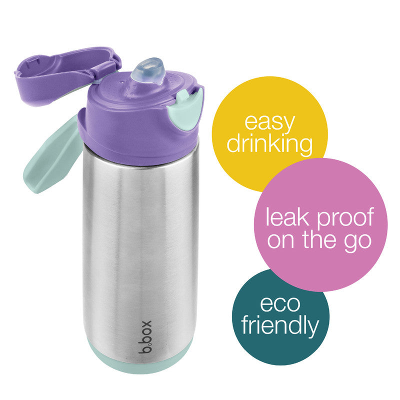 b.box Insulated Sport Spout Drink & Water Bottle | Tilt and Sip |Keeps Drinks Cold up to 15hrs, Warm up to 8hrs | 500ml/16.9( indigo rose)